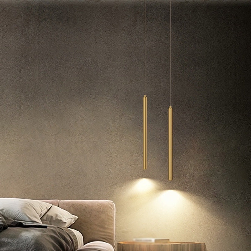 Modern Round Metal Tube 3W LED Pendant Light Long Line Lamps for Bedroom Dinning Room