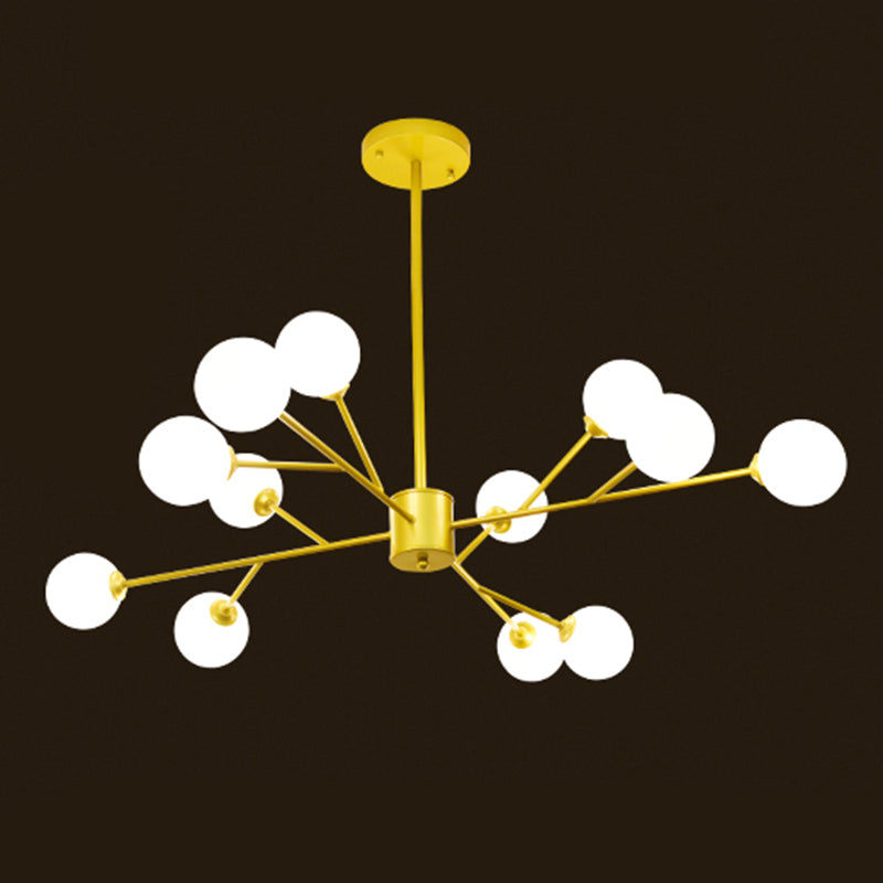 Accesorios de iluminación de araña de rama Candelera de sombra de vidrio esmerilado para dormitorio de sala de estar