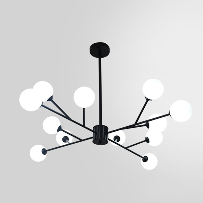 Accesorios de iluminación de araña de rama Candelera de sombra de vidrio esmerilado para dormitorio de sala de estar