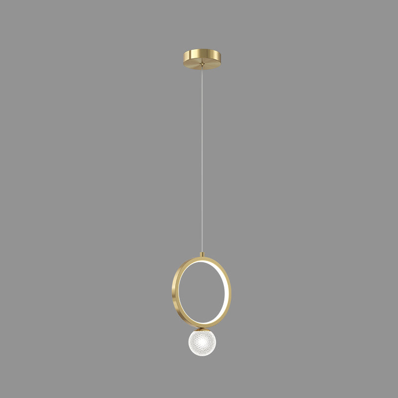 Contemporary Circular Ring Pendant LED Pendant in Golden for Bar Study Room