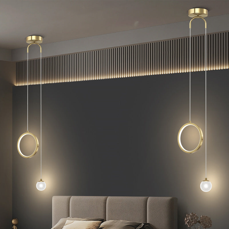 Contemporary Circular Ring Pendant LED Pendant in Golden for Bar Study Room