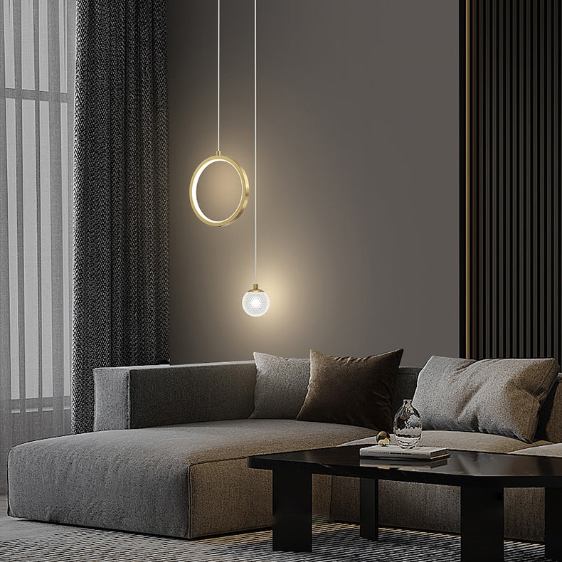 Contemporary Circular Ring Pendant LED Pendant in Golden for Bar Study Room