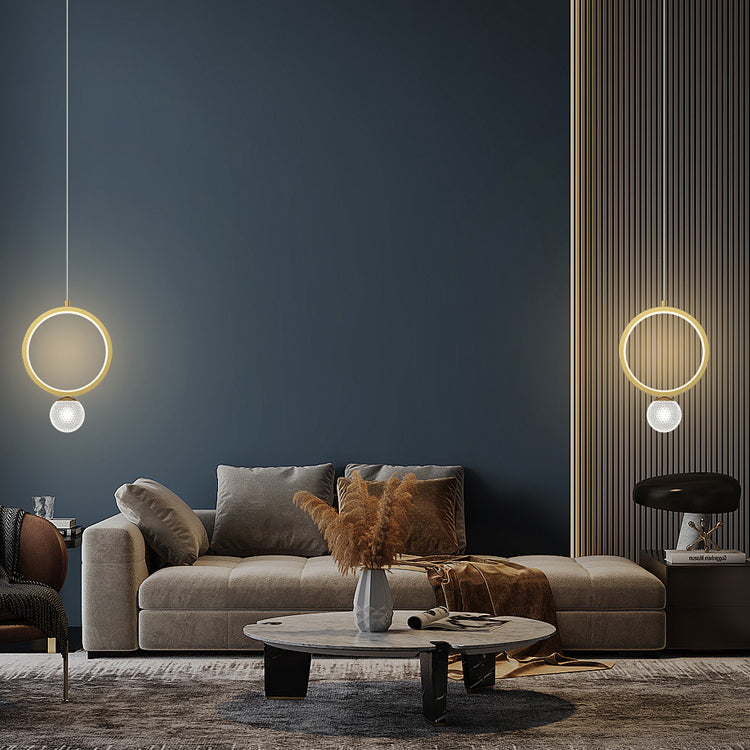 Contemporary Circular Ring Pendant LED Pendant in Golden for Bar Study Room