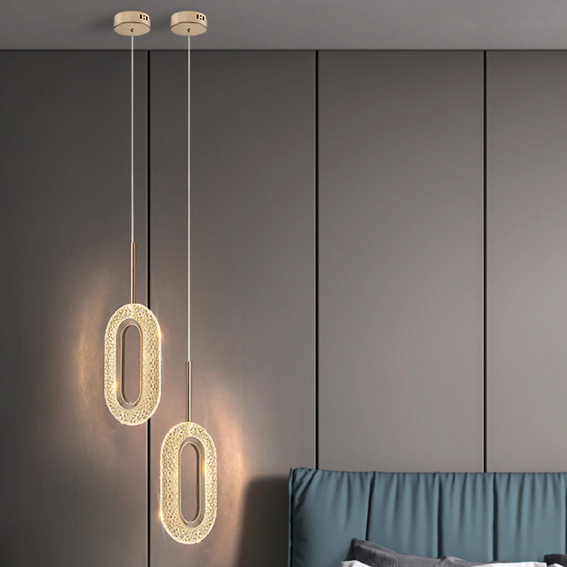 One-Light Oval Acrylic Frame Pendant Light Modern Golden Pendant Lighting