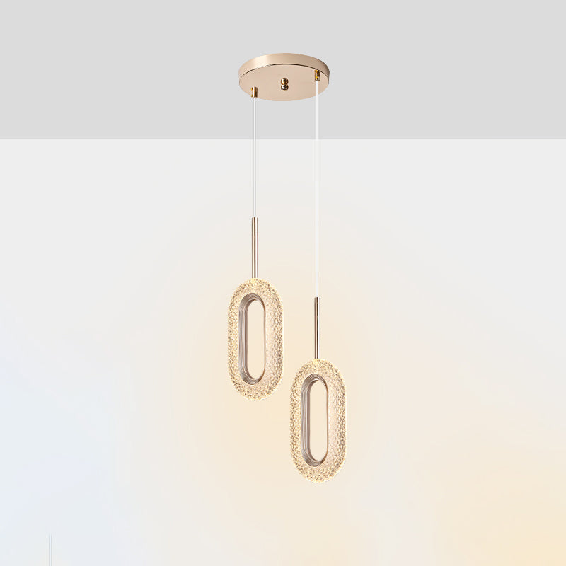 One-Light Oval Acrylic Frame Pendant Light Modern Golden Pendant Lighting