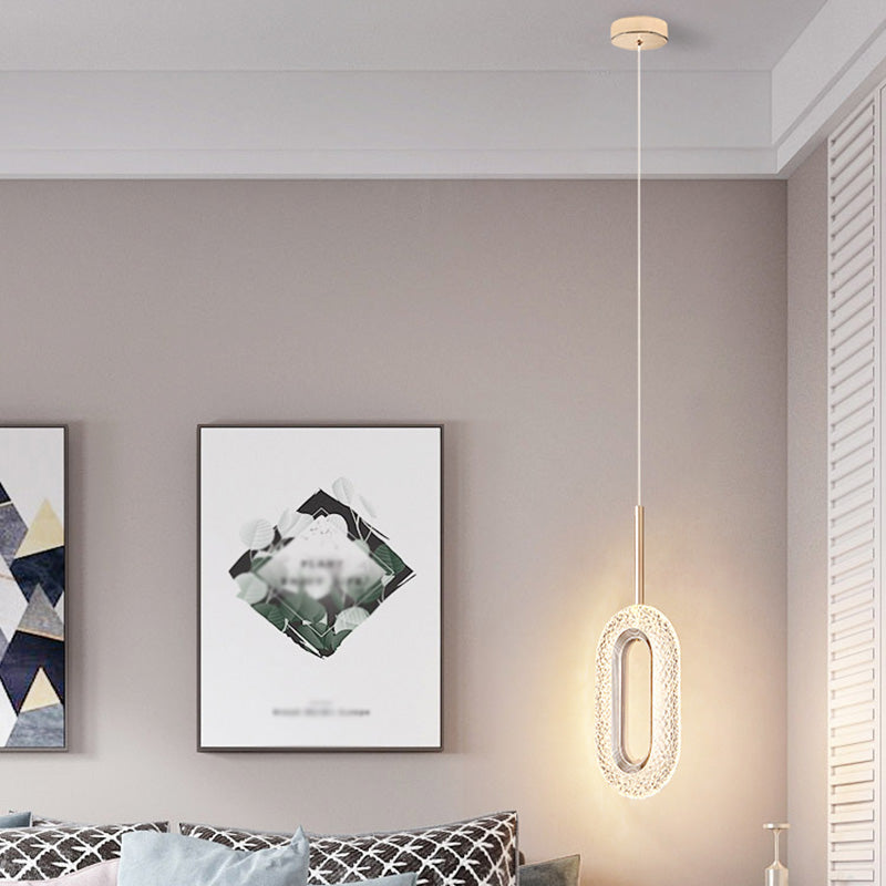 One-Light Oval Acrylic Frame Pendant Light Modern Golden Pendant Lighting