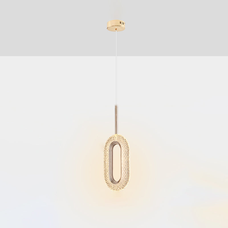 One-Light Oval Acrylic Frame Pendant Light Modern Golden Pendant Lighting