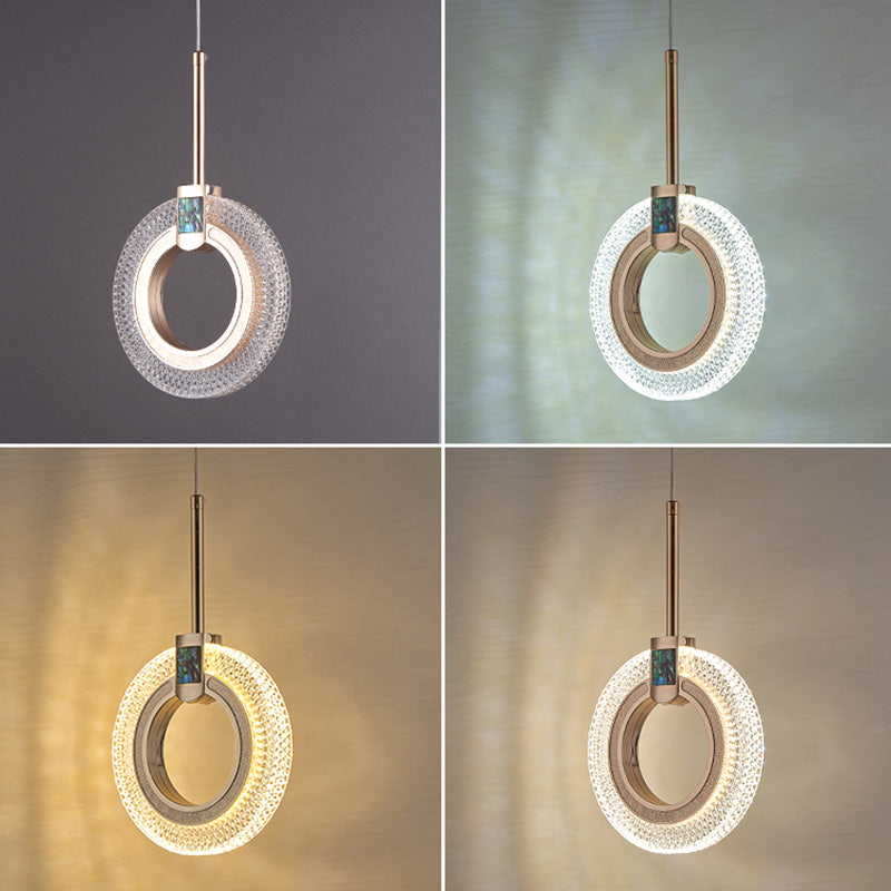 One-Light Oval Acrylic Frame Pendant Light Modern Golden Pendant Lighting