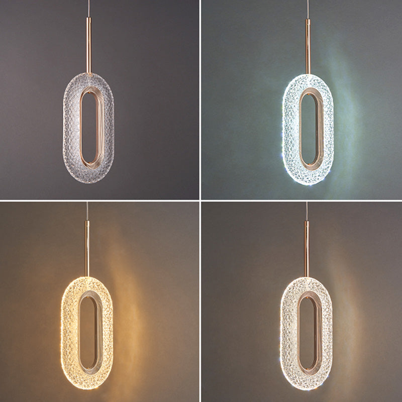 One-Light Oval Acrylic Frame Pendant Light Modern Golden Pendant Lighting