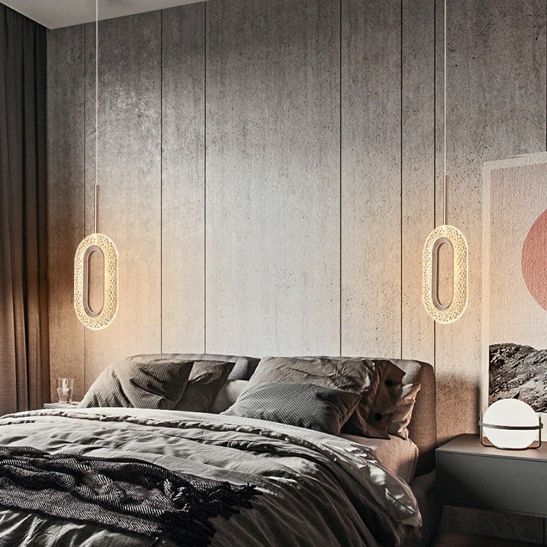 One-Light Oval Acrylic Frame Pendant Light Modern Golden Pendant Lighting