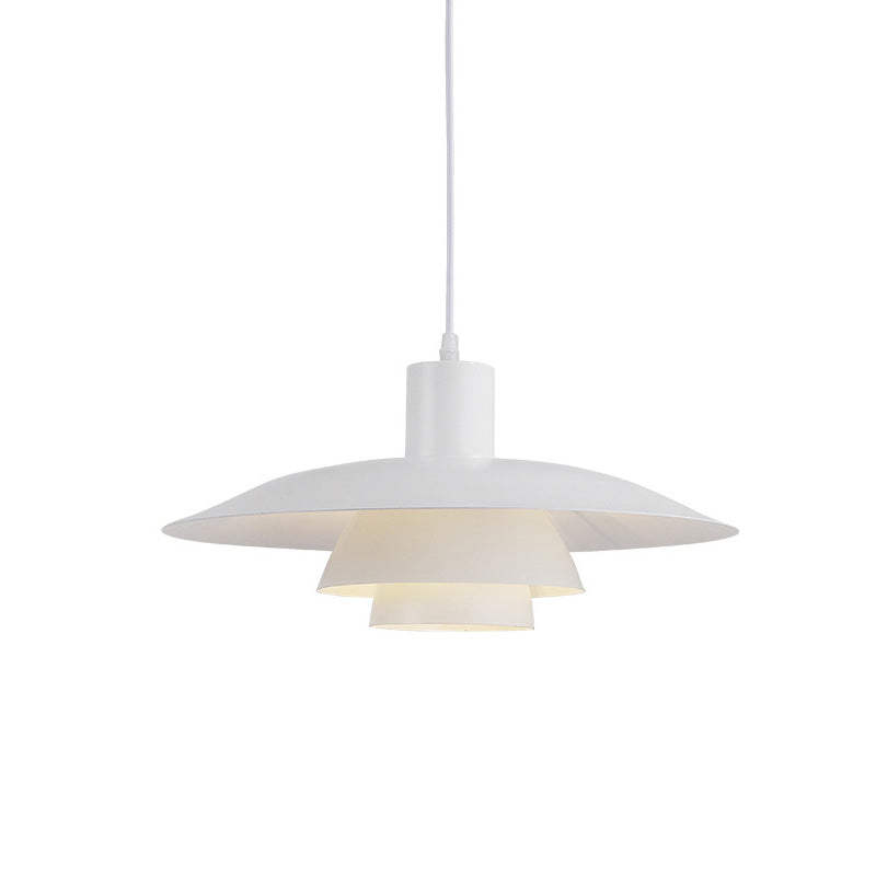 1 Bulb 3-Layers Design Hanging Lamp Kit Modern White Metal Pendant  for Dinning Room
