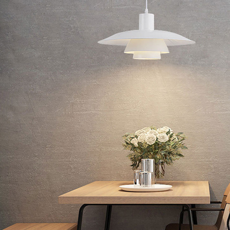 1 Glühbirne 3-Layer-Design Hanging Lamp Kit Moderner Weißmetallanhänger für Esszimmer
