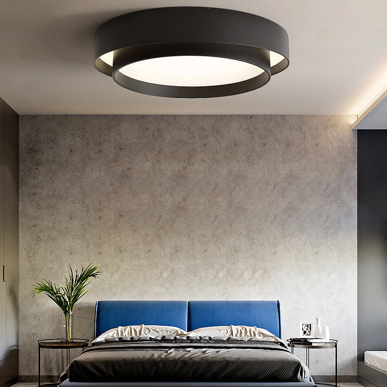 Modern Flush Mount Ceiling Light with Iron Art & Acrylic Shade for Living Room