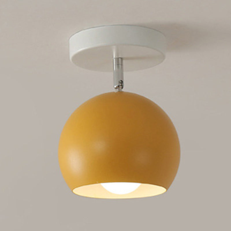 Colorful Macaron Semicircle Flush Mount Ceiling Light Metallic LED Lamp for Bedroom