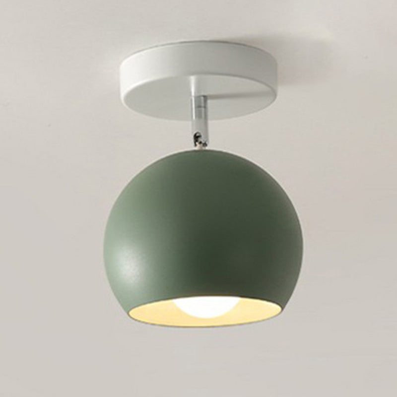 Colorful Macaron Semicircle Flush Mount Ceiling Light Metallic LED Lamp for Bedroom
