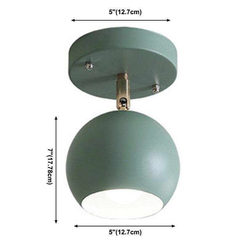 Colorful Macaron Semicircle Flush Mount Ceiling Light Metallic LED Lamp for Bedroom