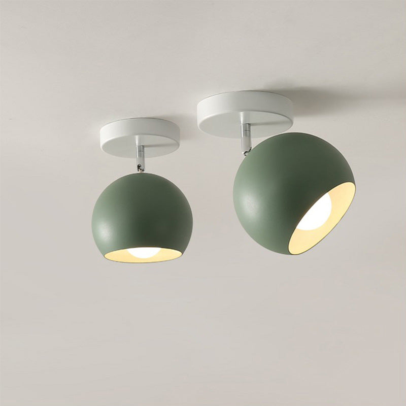 Colorful Macaron Semicircle Flush Mount Ceiling Light Metallic LED Lamp for Bedroom