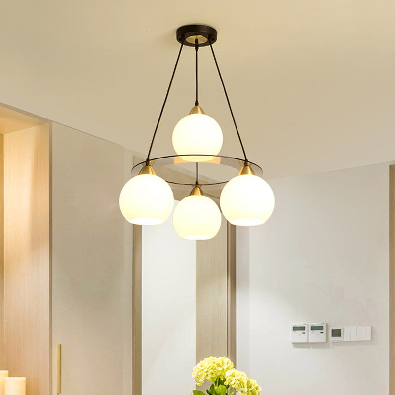 4 luci lampadario moderno luci di sospensione nera per camera da pranzo camera da letto