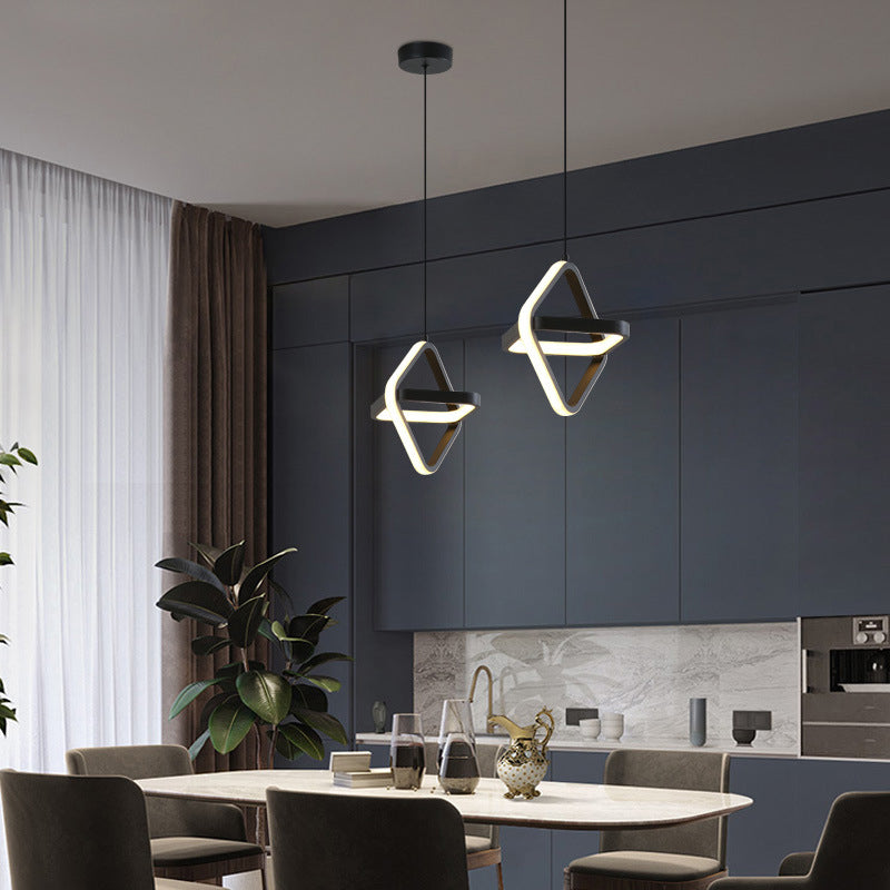 Moderno ciondolo rettangolare da 20 w camera da letto leggero soggiorno a led in alluminio nero