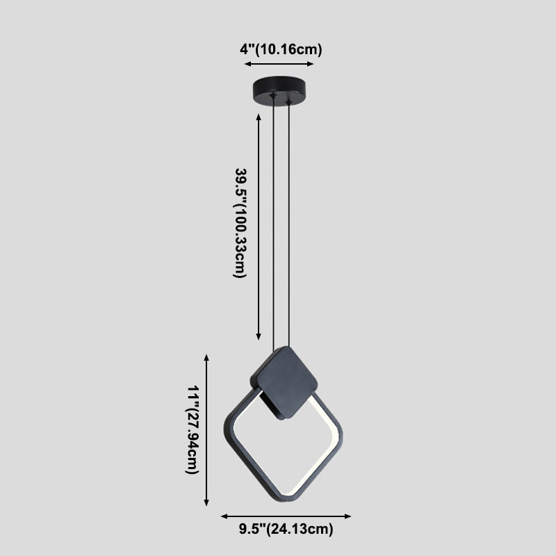 Moderno ciondolo rettangolare da 20 w camera da letto leggero soggiorno a led in alluminio nero