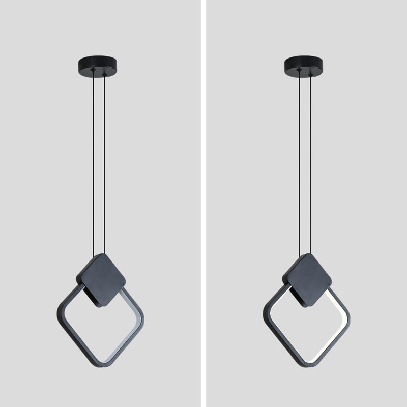 Moderno ciondolo rettangolare da 20 w camera da letto leggero soggiorno a led in alluminio nero