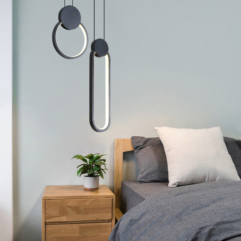 Moderno ciondolo rettangolare da 20 w camera da letto leggero soggiorno a led in alluminio nero