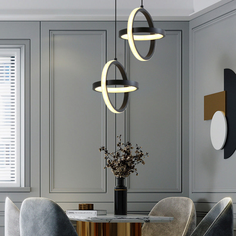 Moderno ciondolo rettangolare da 20 w camera da letto leggero soggiorno a led in alluminio nero