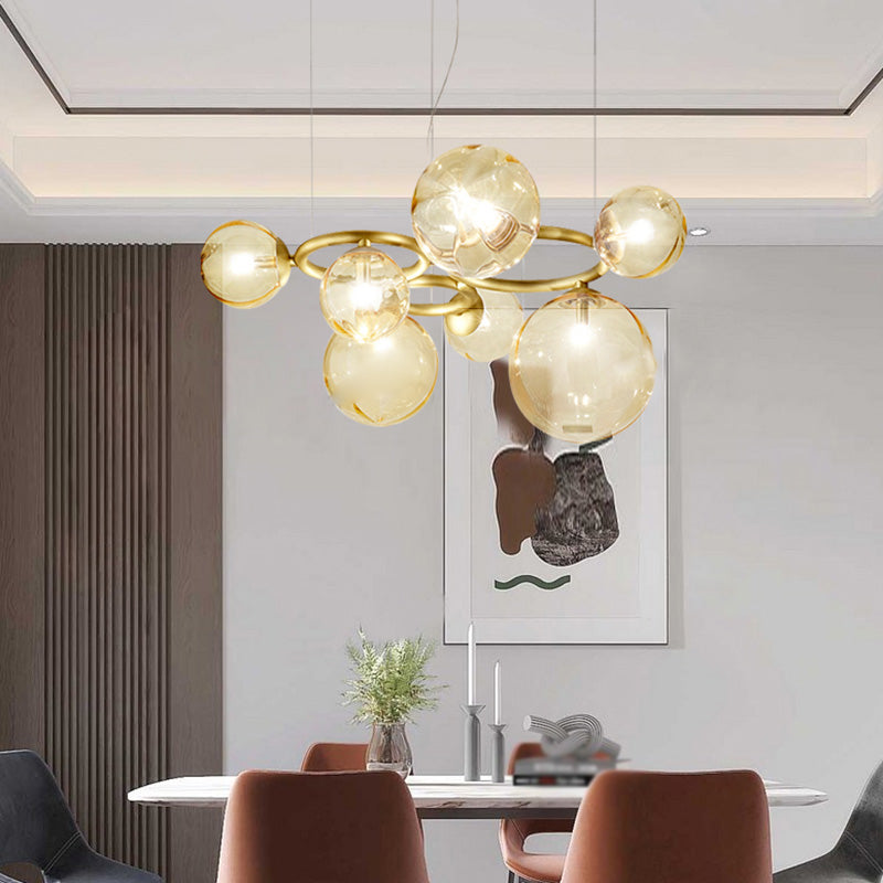 Kugelförmiger Kronleuchter 2 Farbe Optionaler minimalistischer Kronleuchter für Esszimmer Schlafzimmer