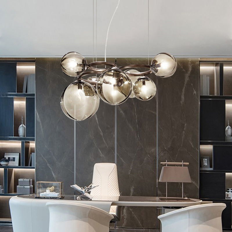 Kugelförmiger Kronleuchter 2 Farbe Optionaler minimalistischer Kronleuchter für Esszimmer Schlafzimmer