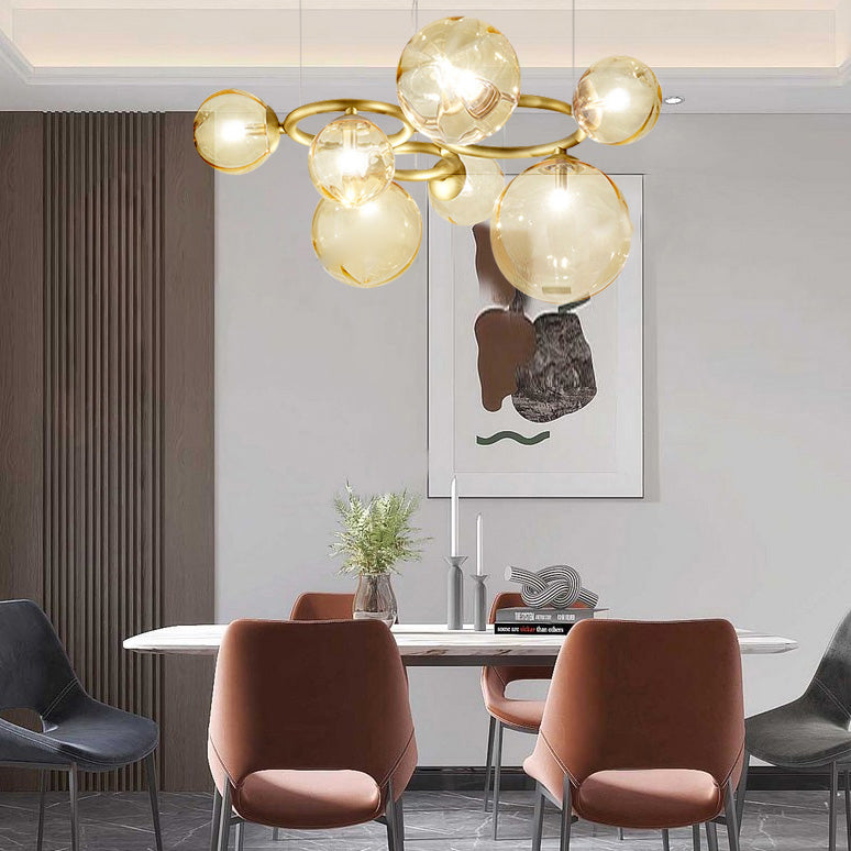 Kugelförmiger Kronleuchter 2 Farbe Optionaler minimalistischer Kronleuchter für Esszimmer Schlafzimmer