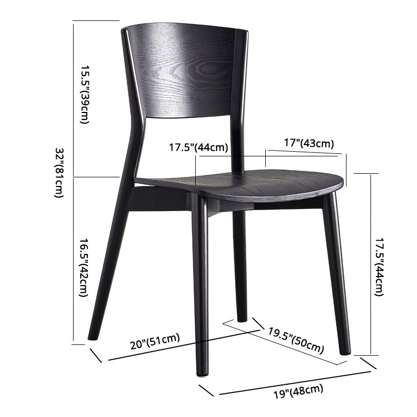 Chaises de salle à manger latérales en bois contemporaines, sans accoudoirs, à dossier ouvert, pour usage domestique
