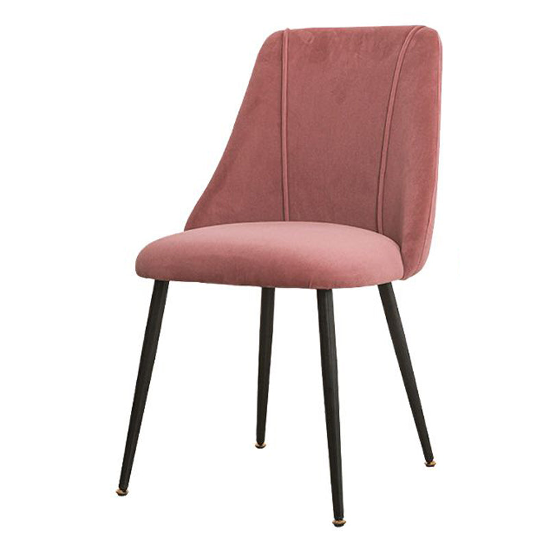 Modern Solid Back Kitchen Dining Side Chair Metal Upholstered Dining Side Chair
