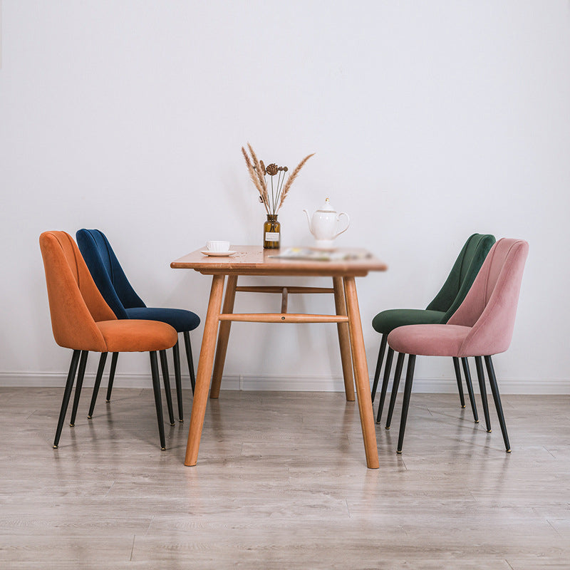 Modern Solid Back Kitchen Dining Side Chair Metal Upholstered Dining Side Chair