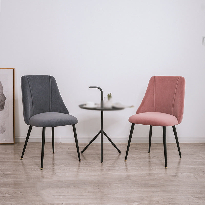 Modern Solid Back Kitchen Dining Side Chair Metal Upholstered Dining Side Chair