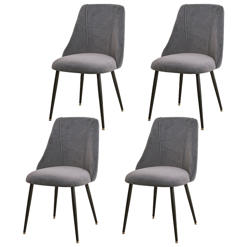 Modern Solid Back Kitchen Dining Side Chair Metal Upholstered Dining Side Chair