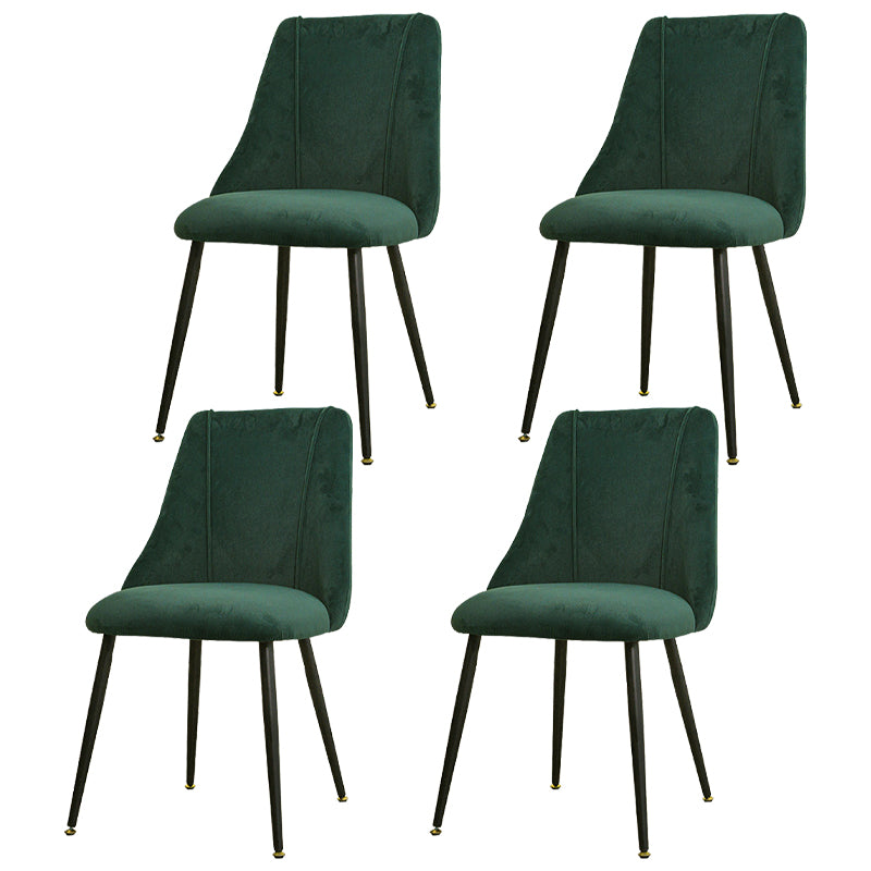 Modern Solid Back Kitchen Dining Side Chair Metal Upholstered Dining Side Chair