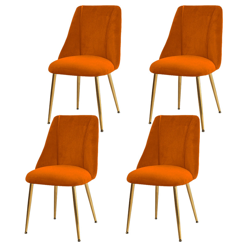Modern Solid Back Kitchen Dining Side Chair Metal Upholstered Dining Side Chair