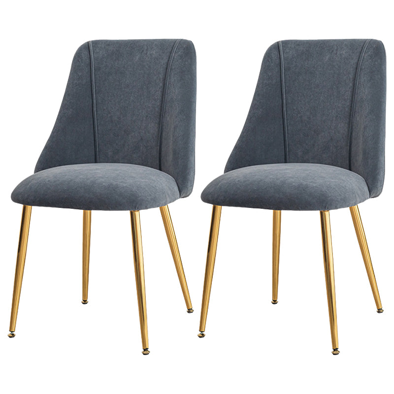 Modern Solid Back Kitchen Dining Side Chair Metal Upholstered Dining Side Chair