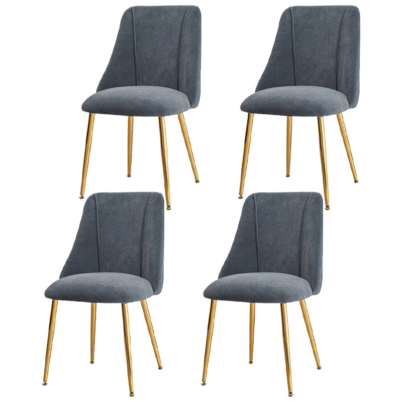 Modern Solid Back Kitchen Dining Side Chair Metal Upholstered Dining Side Chair