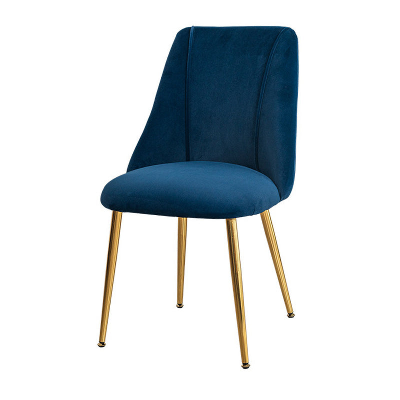 Modern Solid Back Kitchen Dining Side Chair Metal Upholstered Dining Side Chair