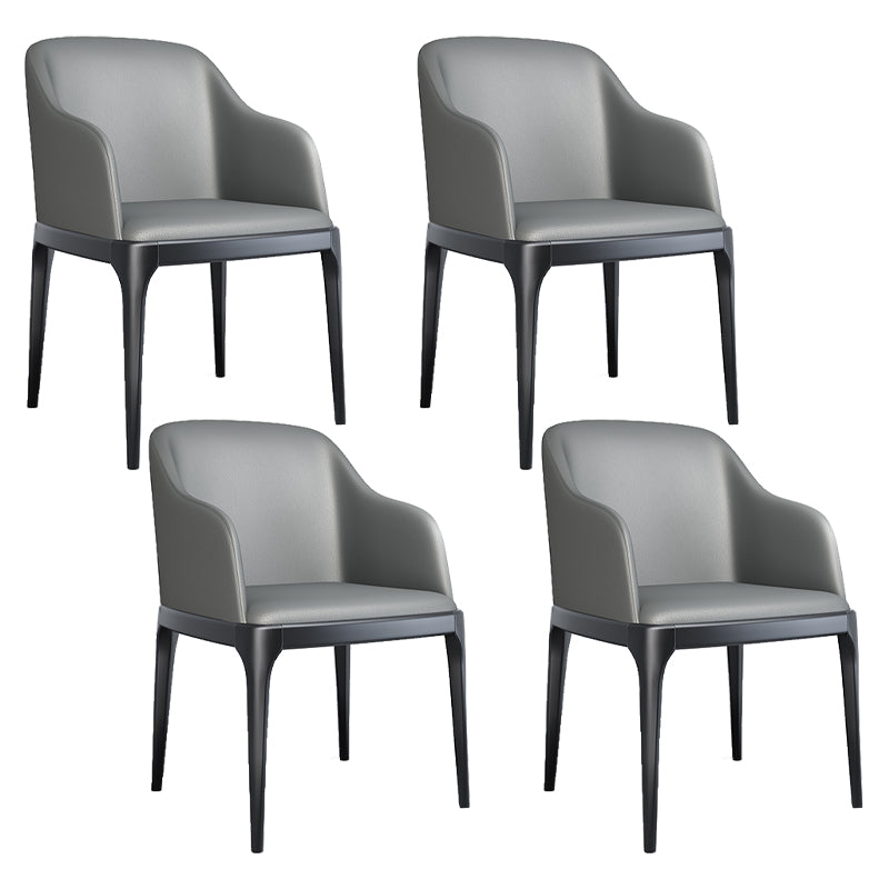 Modern Square Leather Dining Side Arm Chair with Wooden Legs  for Kitchen