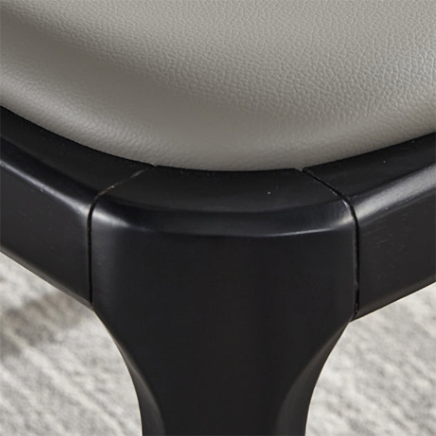 Contemporary Square Leather Chair with Wooden Legs Dining Side Arm Chair for Kitchen