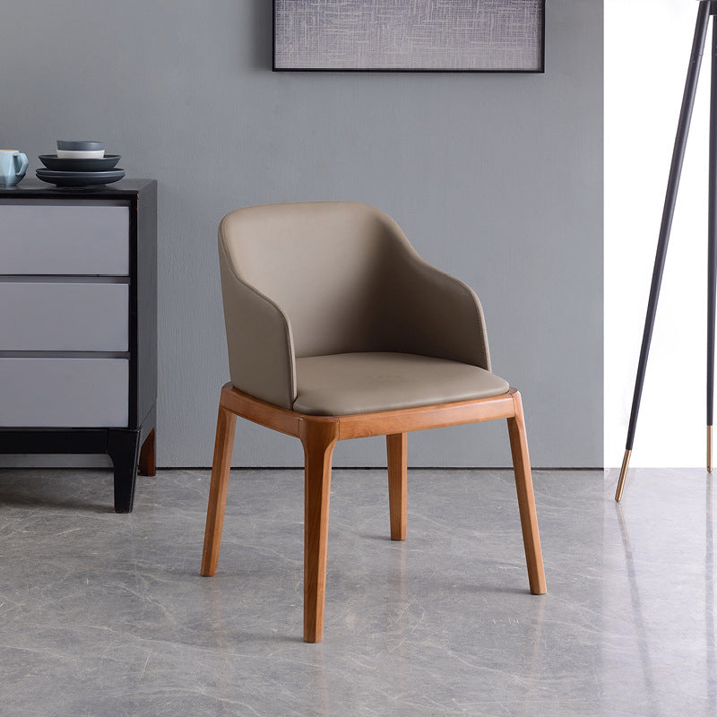 Glam Scandinavian Ash Wood Chairs Solid Back Arm  Kitchen Dining Chair Set