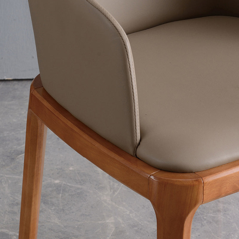 Glam Scandinavian Ash Wood Chairs Solid Back Arm  Kitchen Dining Chair Set
