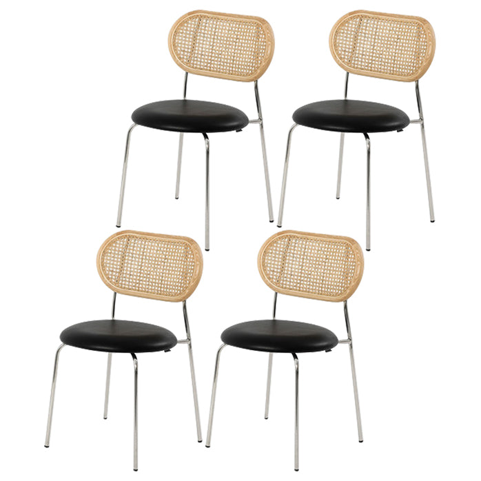 Contemporary Kitchen Metal Dining Side Chair Opening Back Dining Side Chair