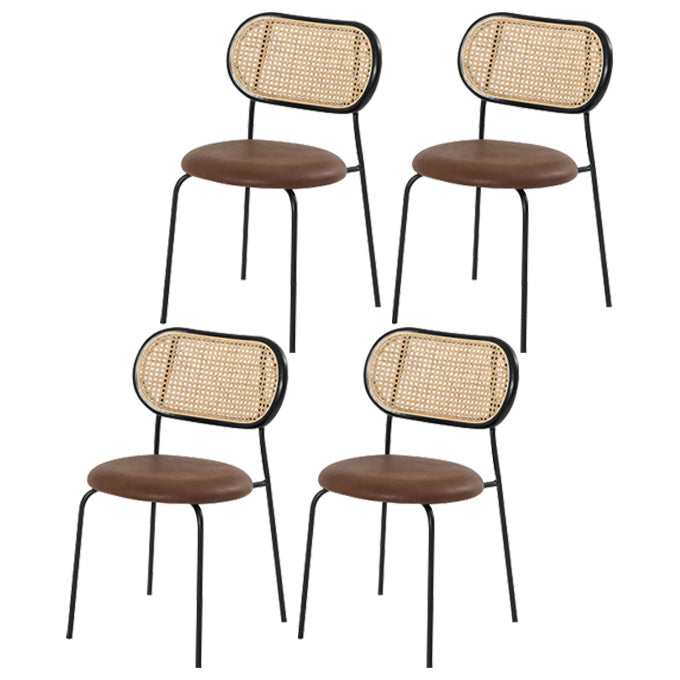 Contemporary Kitchen Metal Dining Side Chair Opening Back Dining Side Chair