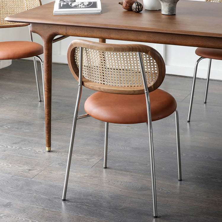 Contemporary Kitchen Metal Dining Side Chair Opening Back Dining Side Chair