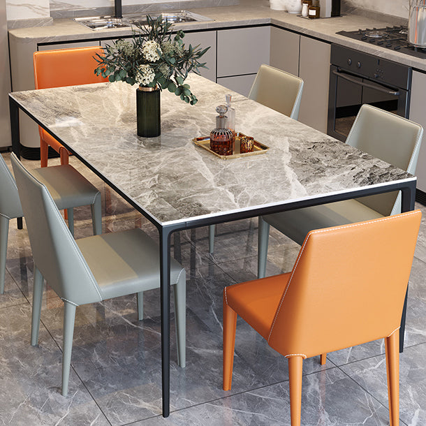 Minimalist Sintered Stone Standard Dining Table Rectangle Kitchen Dining Table with 4 Legs Base