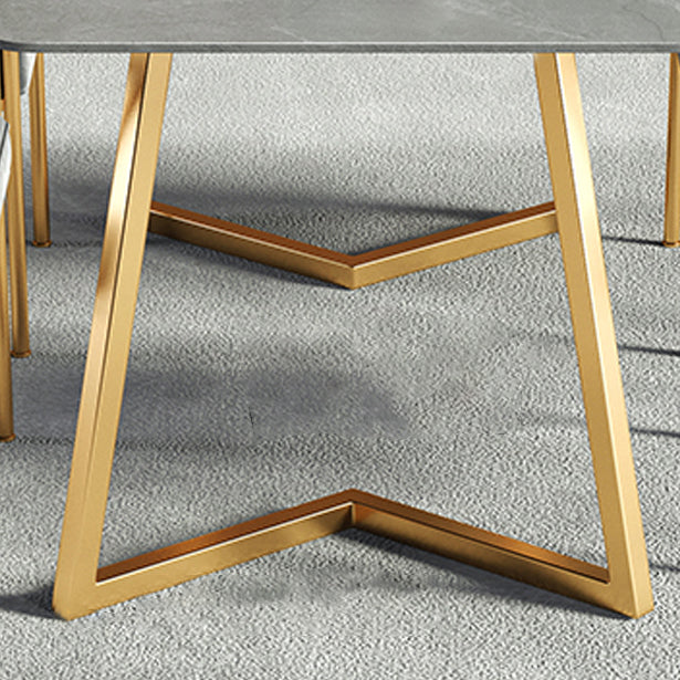Mesa de comedor rectangular contemporánea de metal Mesa de piedra sinterizada con base de trineo