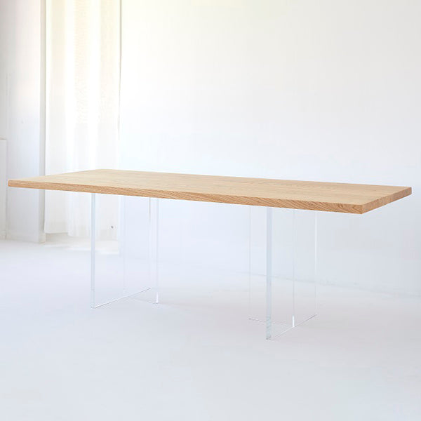 Contemporary Rectangle Standard Dining Table Solid Wood Dining Table with Double Pedestal Base